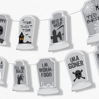 Graveyard Tombstones Garland Banner - 15 Pc