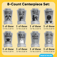 Graveyard Tombstones 3D Centerpieces - 8 Ct