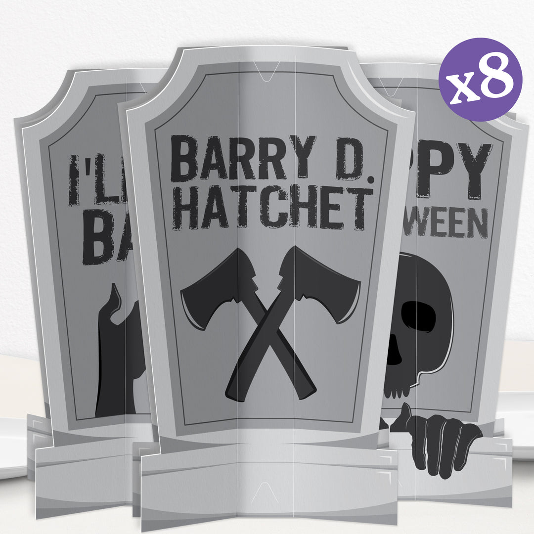 Graveyard Tombstones 3D Centerpieces - 8 Ct