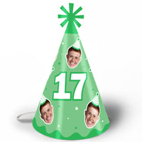 Custom Face & Age Birthday Cone Hat - 8 Ct