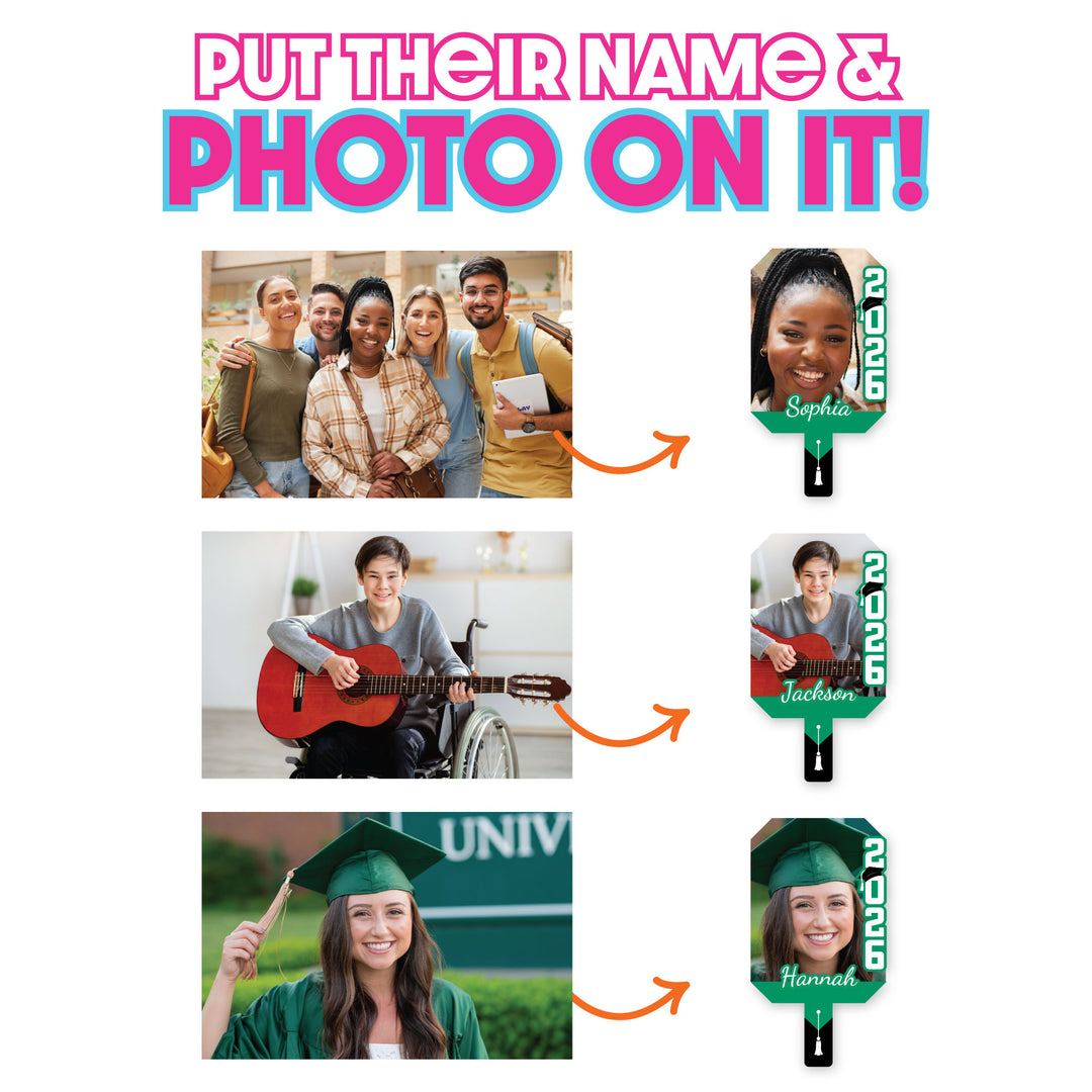 Custom Grad Green Photo Paddle 1, 3, 6, or 12 Ct