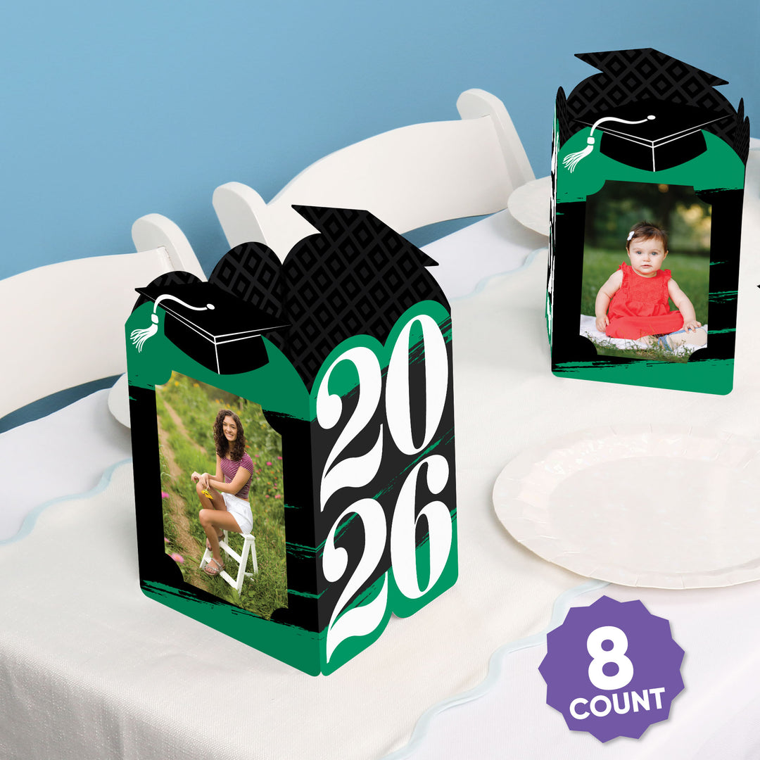 Set of 8 green graduation photo holder centerpieces included