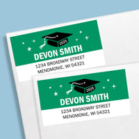 Custom Text Green Graduation Return Address Labels - 120 Ct