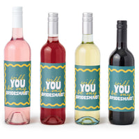 Teal and yellow bridesmaid labels main image