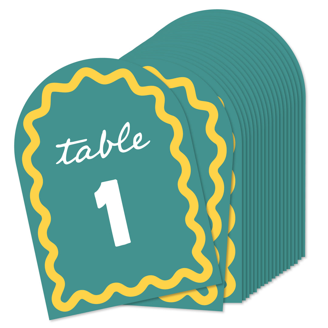 Teal and yellow table numbers set main image 