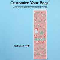 Custom Text Wine Bags - Groovy Christmas