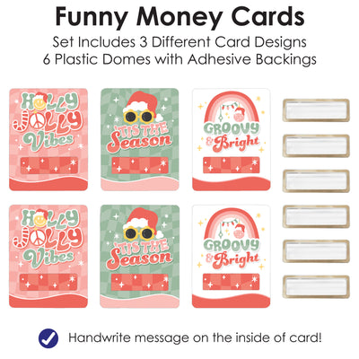 Groovy Christmas - DIY Assorted Pastel Holiday Party Cash Holder Gift - Funny Money Cards - Set of 6