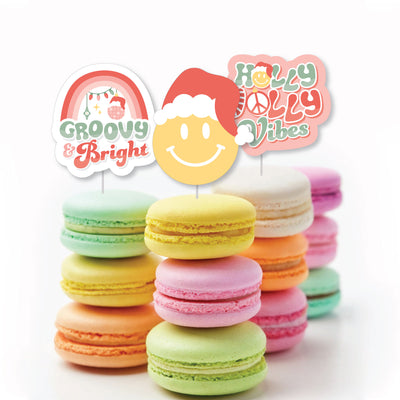 Groovy Christmas - DIY Shaped Pastel Holiday Party Cut-Outs - 24 Count