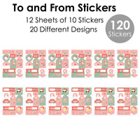 Groovy Christmas - Assorted Pastel Holiday Party Gift Tag Labels - To and From Stickers - 12 Sheets - 120 Stickers