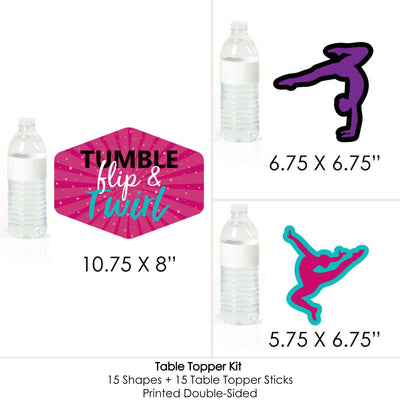 Tumble, Flip & Twirl - Gymnastics - Birthday Party or Gymnast Party Centerpiece Sticks - Table Toppers - Set of 15