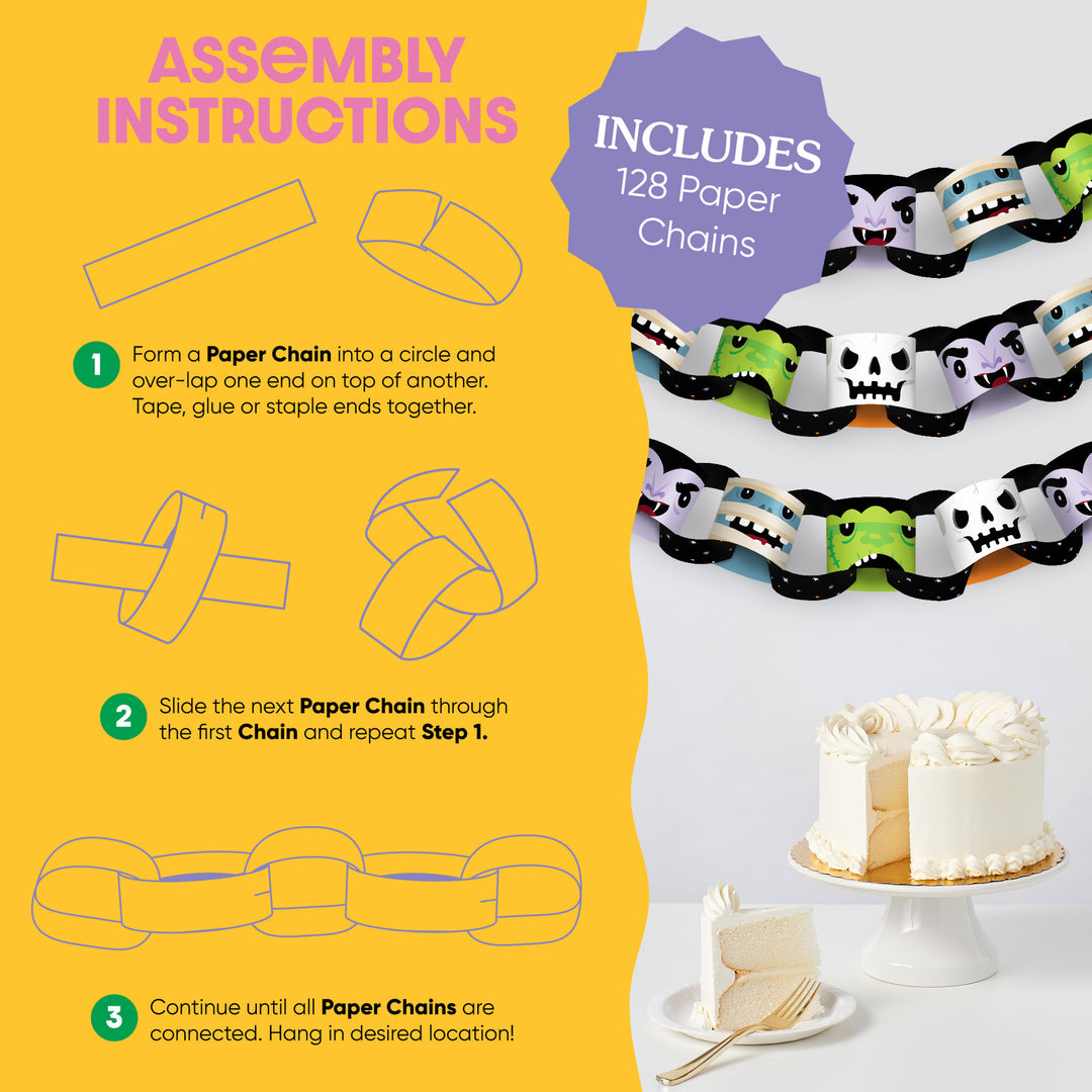 Halloween Monsters DIY Paper Chains - 128 Pc