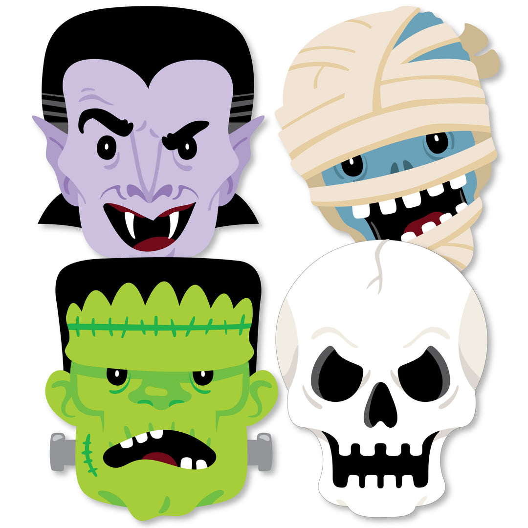 Halloween Monsters - Decorations DIY Skeleton, Dracula, Frankenstein, and Mummy Party Essentials - Set of 20