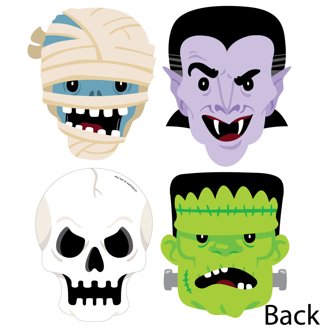 Halloween Monsters - Decorations DIY Skeleton, Dracula, Frankenstein, and Mummy Party Essentials - Set of 20