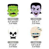 Halloween Monsters - Decorations DIY Skeleton, Dracula, Frankenstein, and Mummy Party Essentials - Set of 20