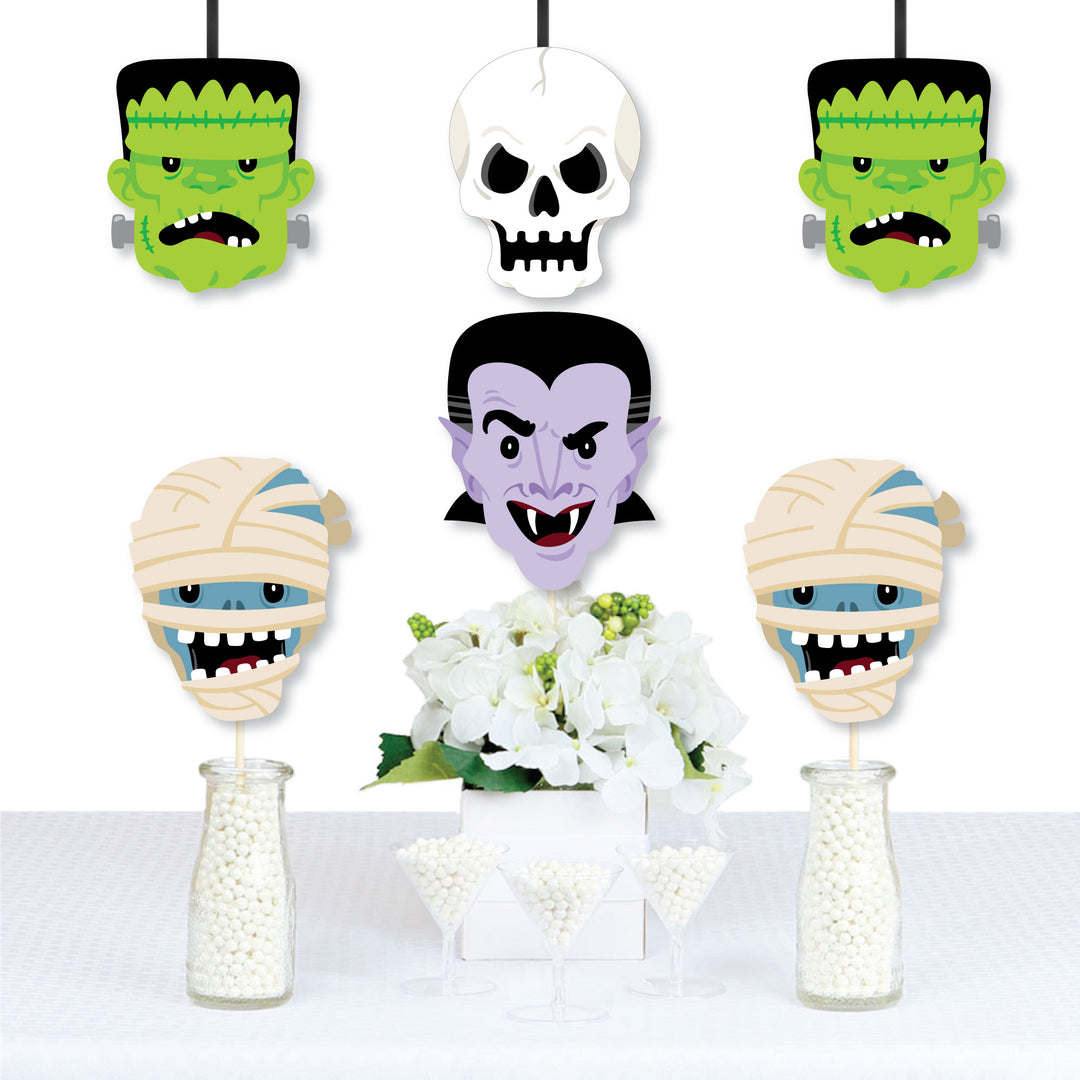 Halloween Monsters - Decorations DIY Skeleton, Dracula, Frankenstein, and Mummy Party Essentials - Set of 20