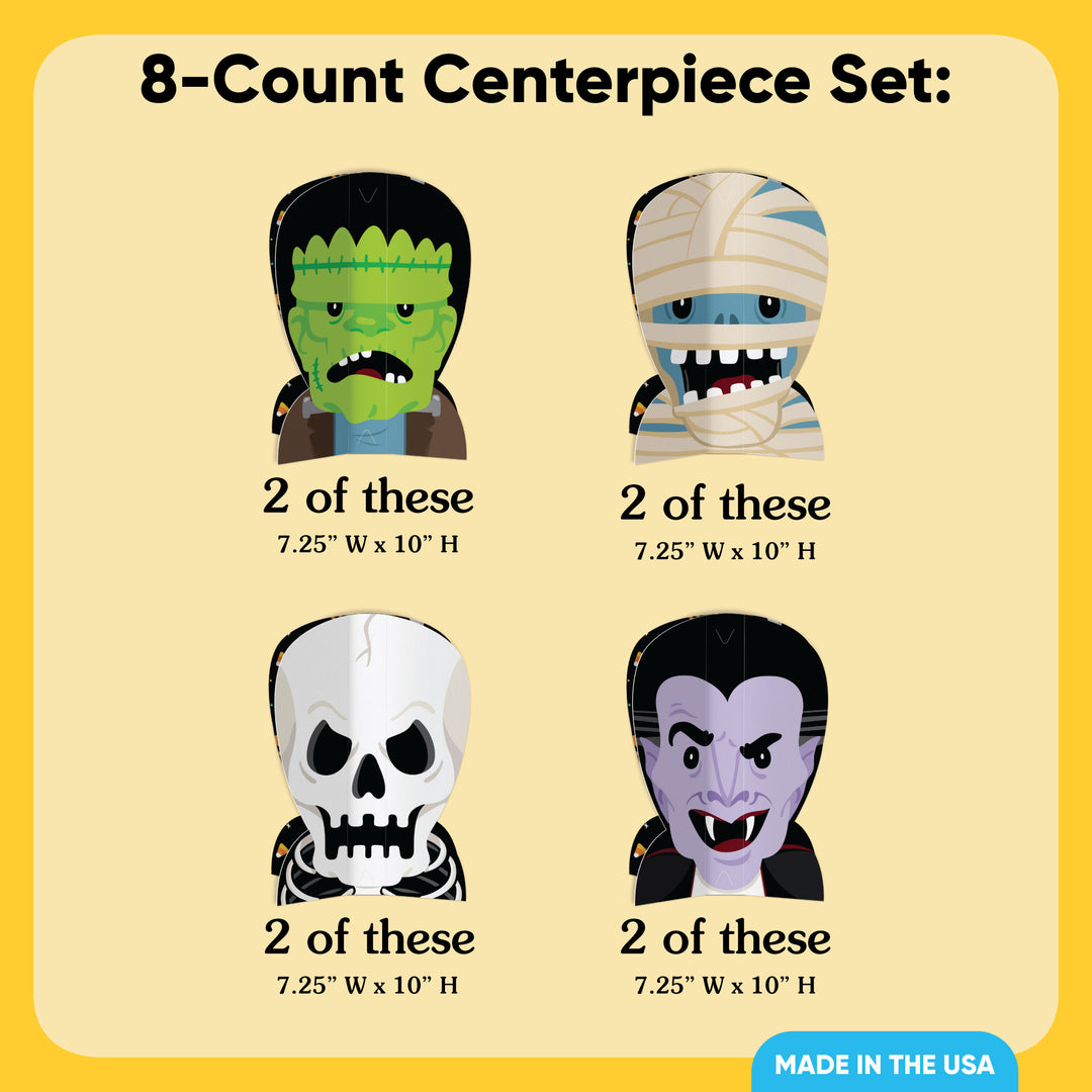 Halloween Monsters 3D Centerpieces - 8 Ct