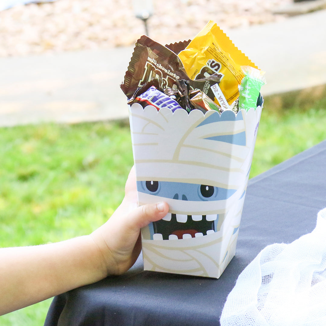 Halloween Monsters - Skeleton, Dracula, Frankenstein, and Mummy Party Favor Popcorn Treat Boxes - Set of 12
