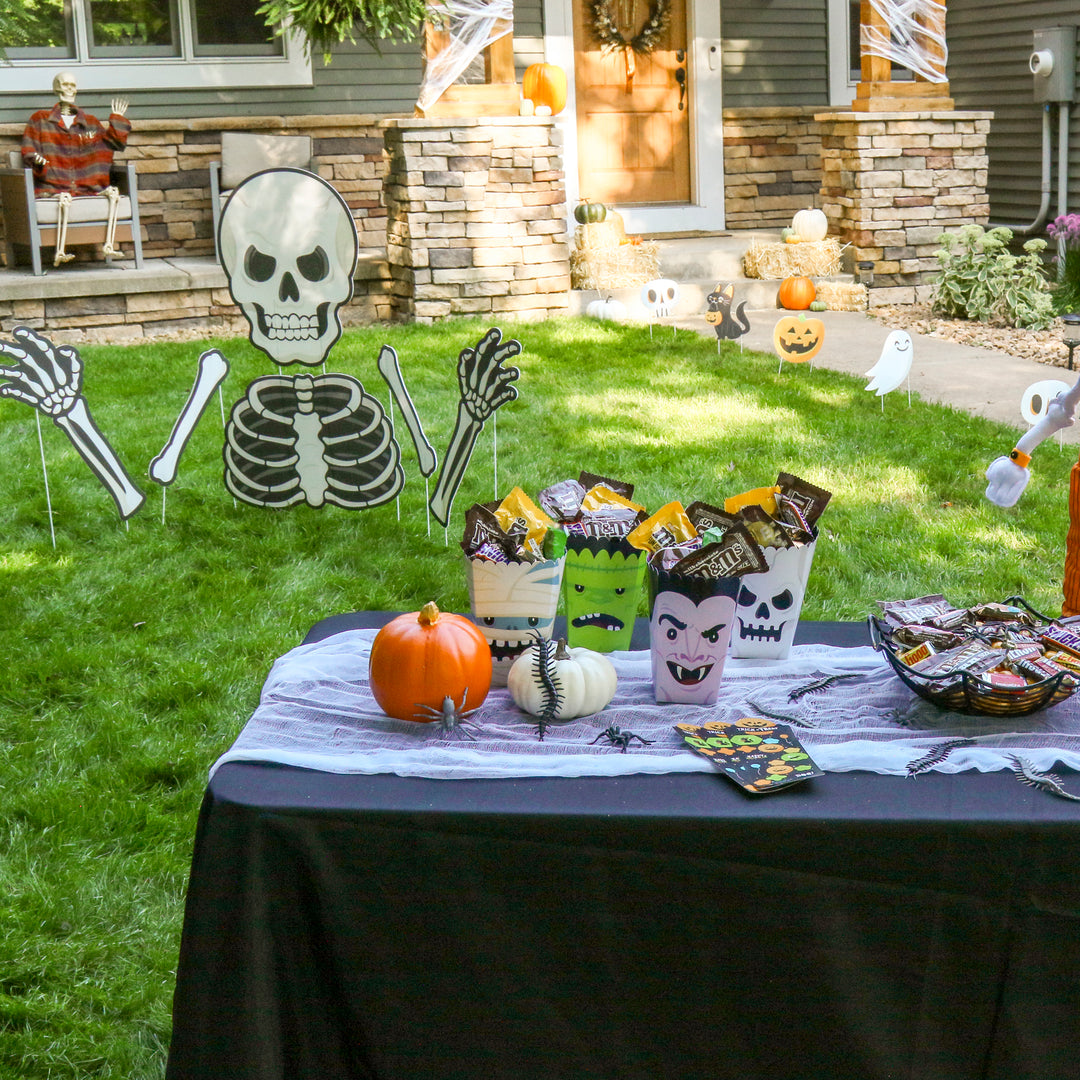 Halloween Monsters - Skeleton, Dracula, Frankenstein, and Mummy Party Favor Popcorn Treat Boxes - Set of 12