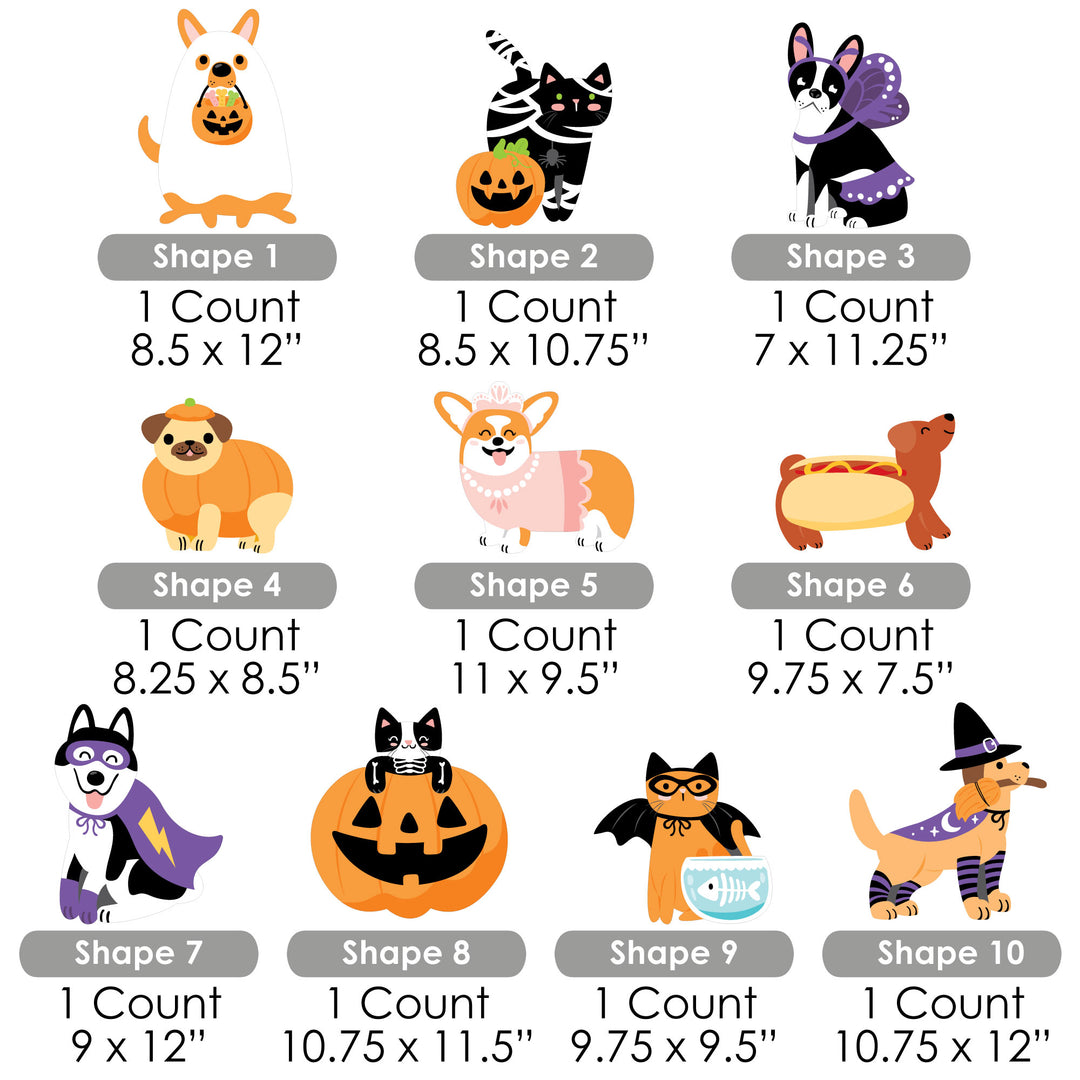 Halloween Pets - Lawn Decorations - Outdoor Cats and Dogs Party Yard Decorations - 10 Piece