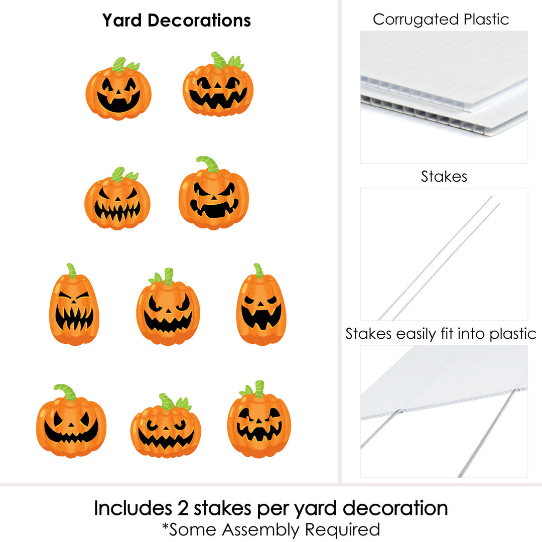 Halloween Pumpkins - Lawn Decorations - Outdoor Jack-O'-Lantern Party Yard Decorations - 10 Piece