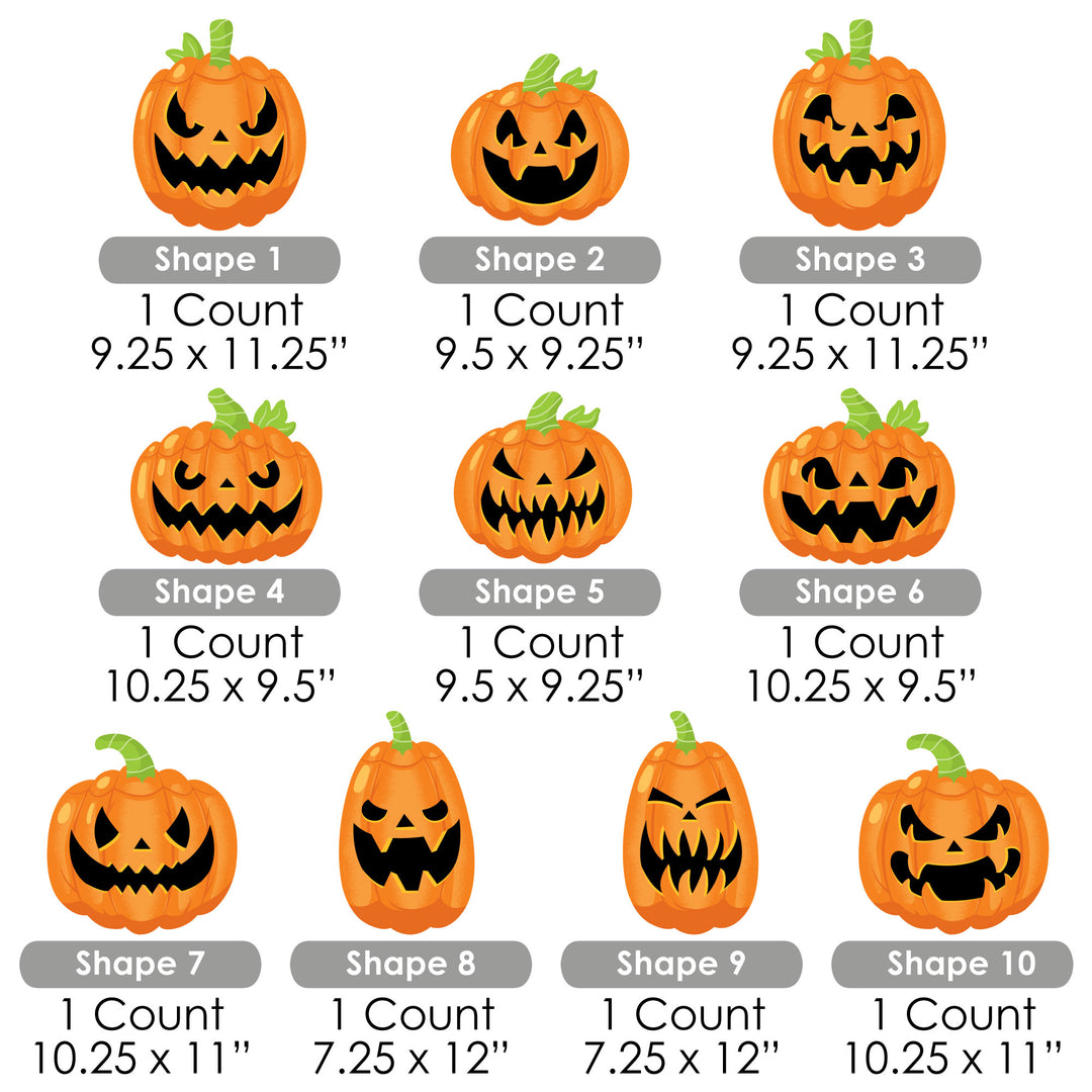 Halloween Pumpkins - Lawn Decorations - Outdoor Jack-O'-Lantern Party Yard Decorations - 10 Piece