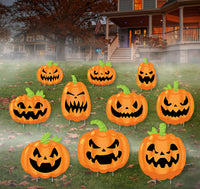 Halloween Pumpkins - Lawn Decorations - Outdoor Jack-O'-Lantern Party Yard Decorations - 10 Piece