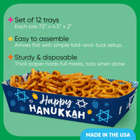 Hanukkah Paper Food Trays - 12 Ct