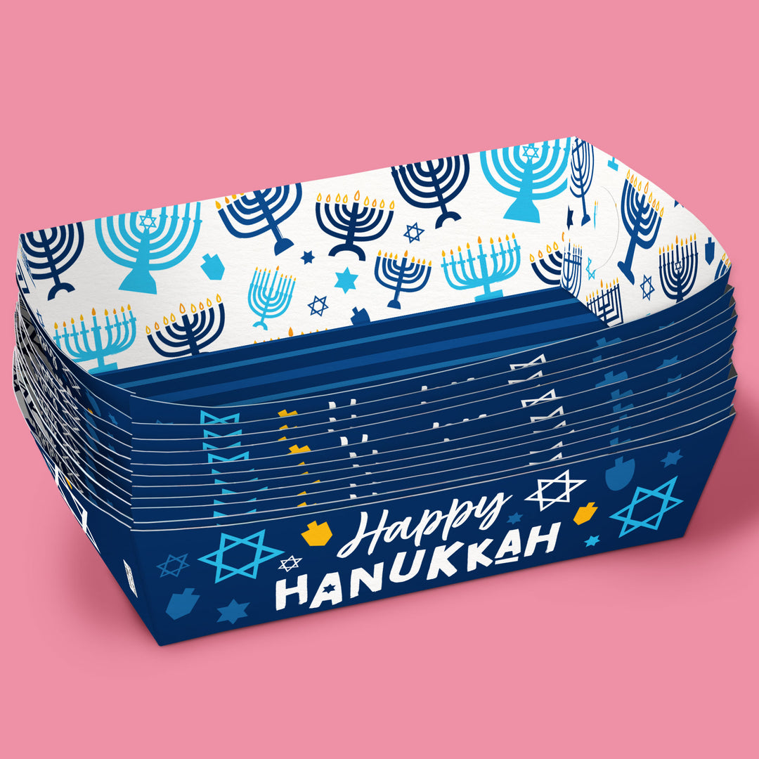 Hanukkah Paper Food Trays - 12 Ct