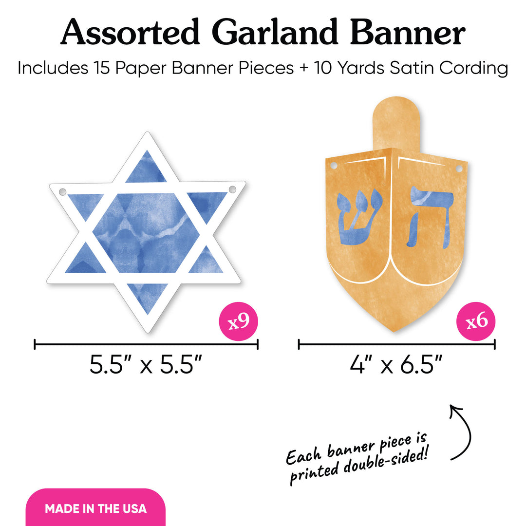 Hanukkah Garland Banner - 15 Pc