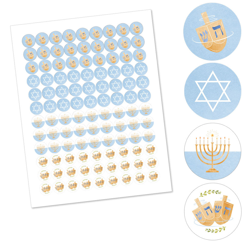 Hanukkah Candy Stickers - 1 Sheet of 108