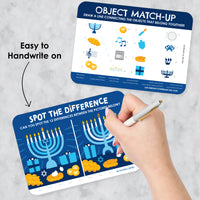 Hanukkah Menorah - 2-in-1 Chanukah Holiday Party Cards - Activity Duo Games - Set of 20
