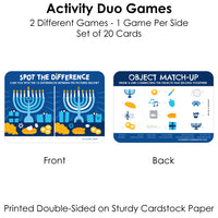 Hanukkah Menorah - 2-in-1 Chanukah Holiday Party Cards - Activity Duo Games - Set of 20