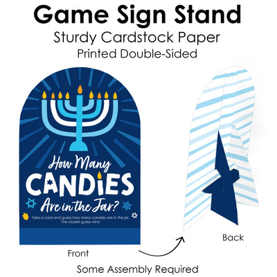 Hanukkah Menorah - How Many Candies Chanukah Holiday Party Game - 1 Stand and 40 Cards - Candy Guessing Game