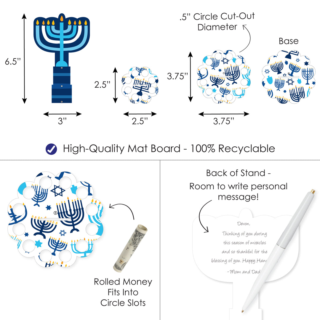 Hanukkah Menorah - DIY Chanukah Holiday Party Money Holder Gift - Cash Cake