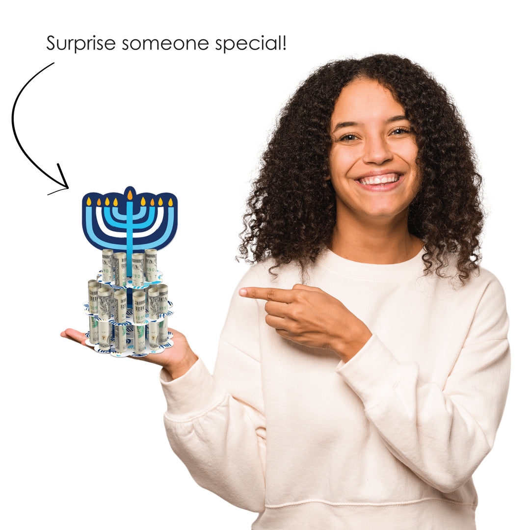 Hanukkah Menorah - DIY Chanukah Holiday Party Money Holder Gift - Cash Cake