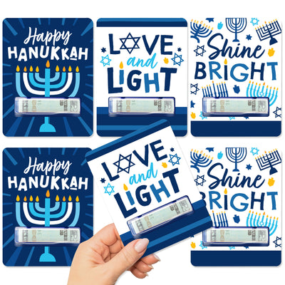 Hanukkah Menorah - DIY Assorted Chanukah Holiday Party Cash Holder Gift - Funny Money Cards - Set of 6