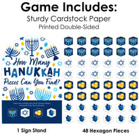 Hanukkah Menorah - Chanukah Holiday Party Scavenger Hunt - 1 Stand and 48 Game Pieces - Hide and Find Game