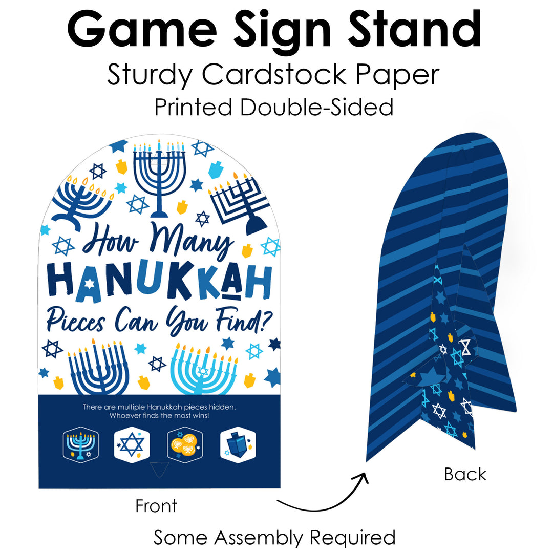 Hanukkah Menorah - Chanukah Holiday Party Scavenger Hunt - 1 Stand and 48 Game Pieces - Hide and Find Game