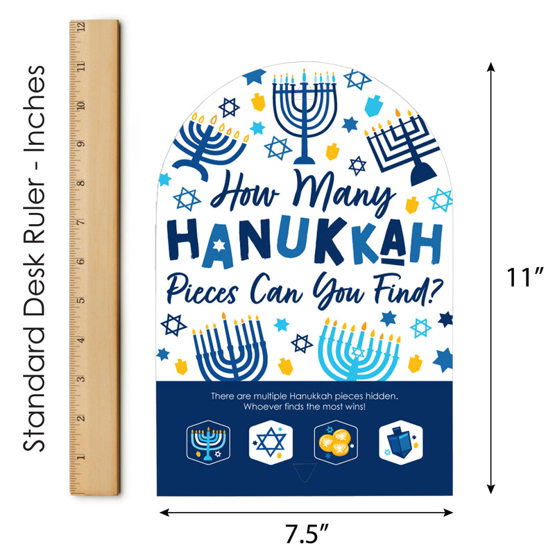 Hanukkah Menorah - Chanukah Holiday Party Scavenger Hunt - 1 Stand and 48 Game Pieces - Hide and Find Game