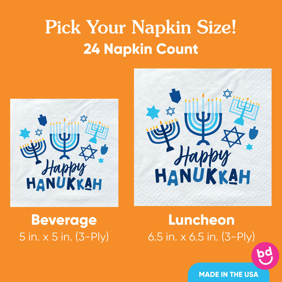 Napkins - Hanukkah Menorah - 24 Ct
