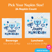 Napkins - Hanukkah Menorah - 24 Ct