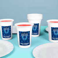 Custom Text Party Cups - Hanukkah - 16 Ct