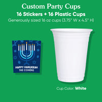 Custom Text Party Cups - Hanukkah - 16 Ct