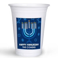 Custom Text Party Cups - Hanukkah - 16 Ct