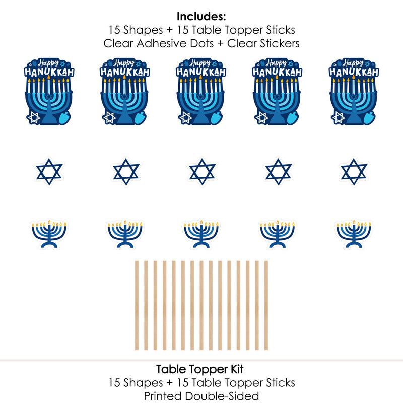 Hanukkah Menorah - Chanukah Holiday Party Centerpiece Sticks - Table Toppers - Set of 15