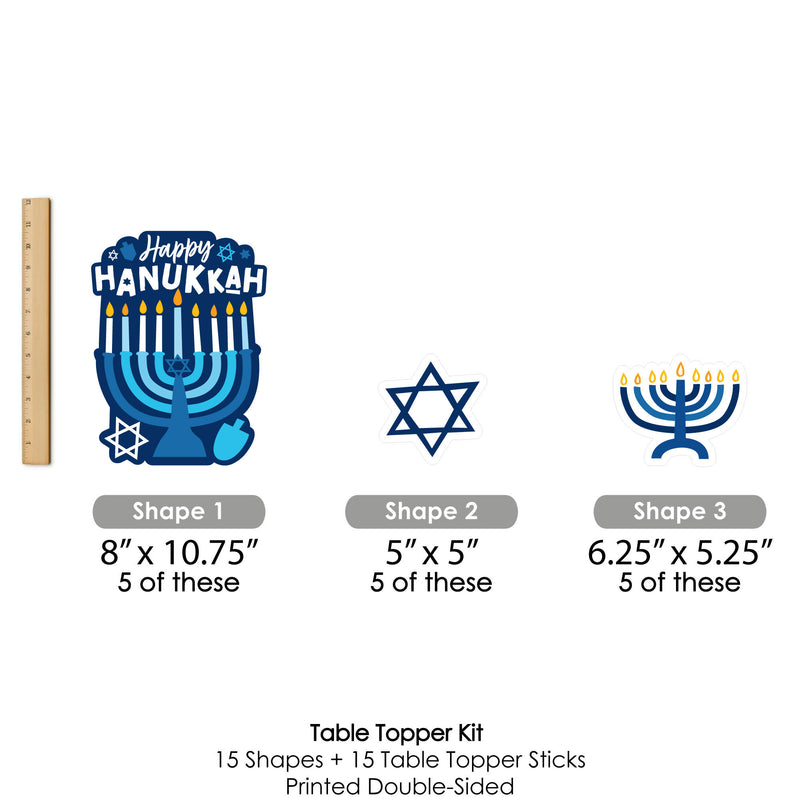 Hanukkah Menorah - Chanukah Holiday Party Centerpiece Sticks - Table Toppers - Set of 15