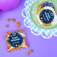 Custom Text Stickers & Clear Cookie Bags - Hanukkah - 25 Ct