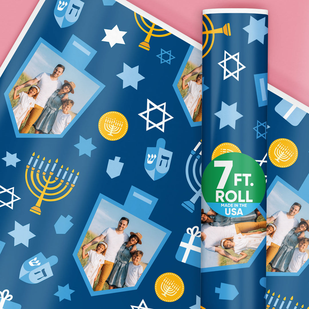 Custom Photo Hanukkah Wrapping Paper
