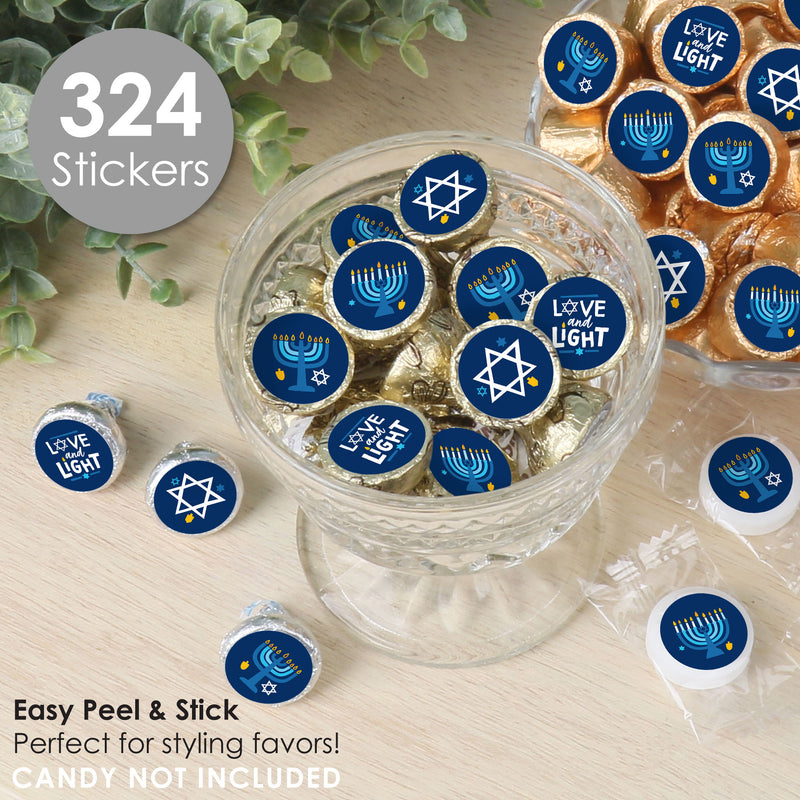 Hanukkah Menorah - Chanukah Holiday Party Small Round Candy Stickers - Party Favor Labels - 324 Count