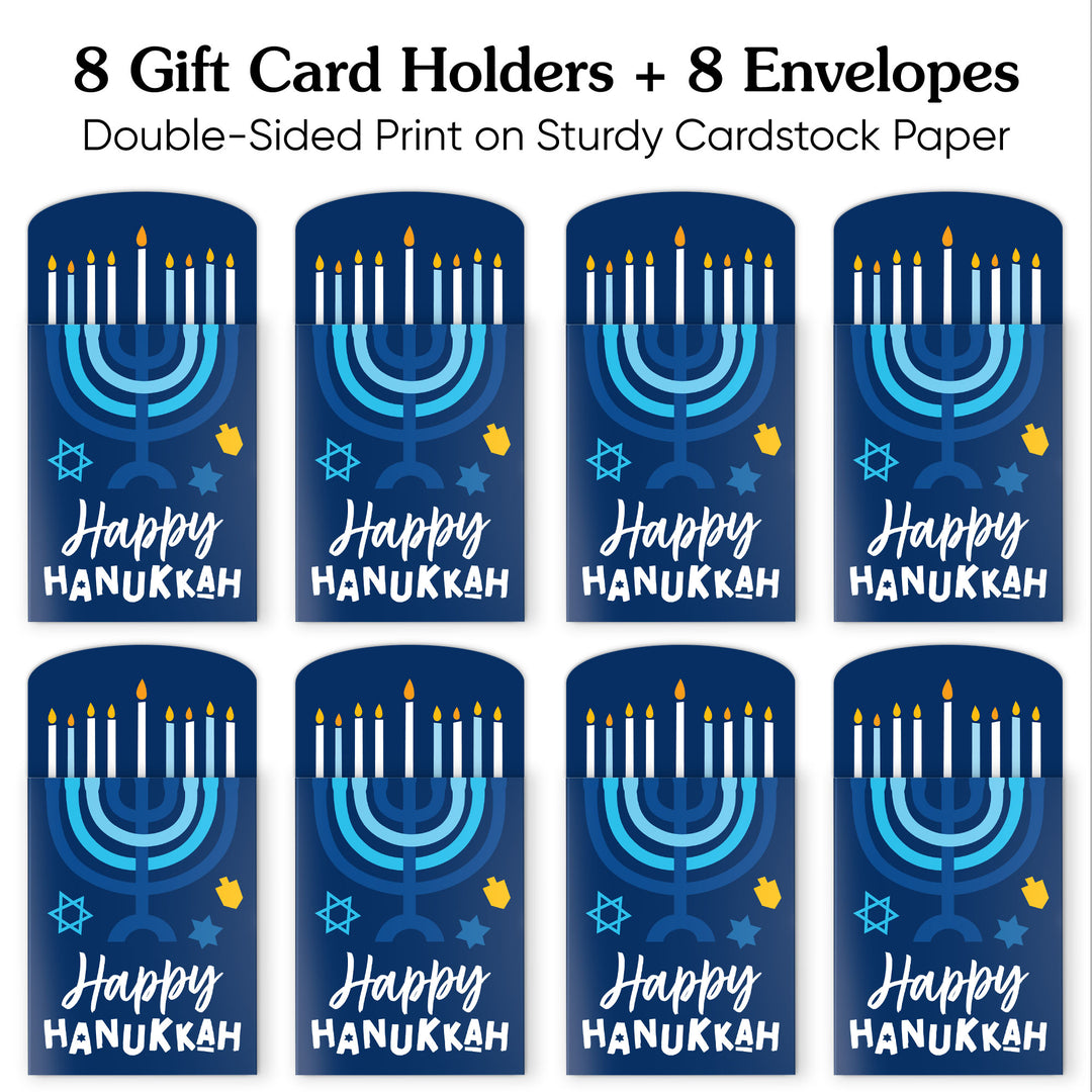 Hanukkah Menorah Nifty Gifty Card Holders - 8 Ct